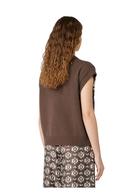Gilet intarsiato in misto cotone - MARRONE Weekend MAXMARA | CRUSCA001